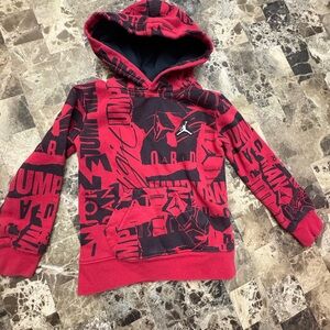 Jordan Kids Red and Black Graphic Hoodie 3 years